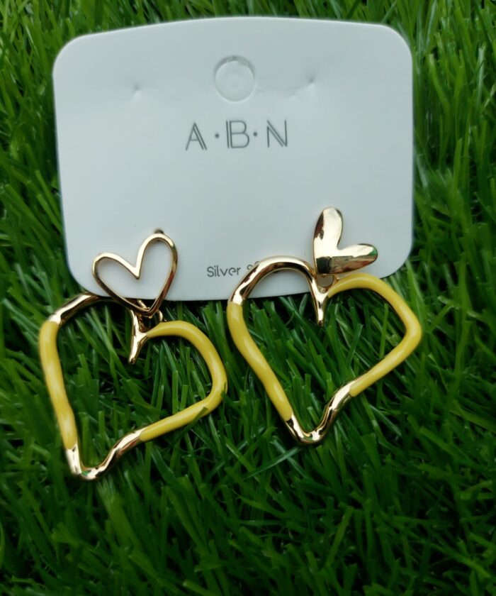 Mustard Heart Earrings