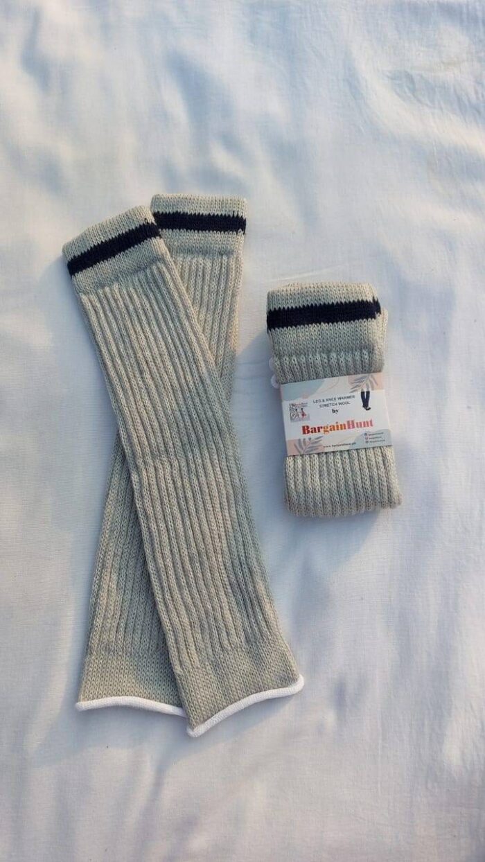 Unisex Woolen Leg and Knee Warmers pair (Silver Grey)