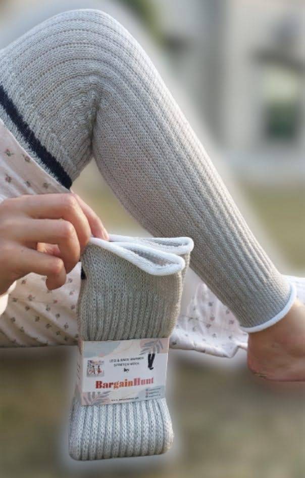 Unisex Woolen Leg and Knee Warmers pair (Silver Grey)